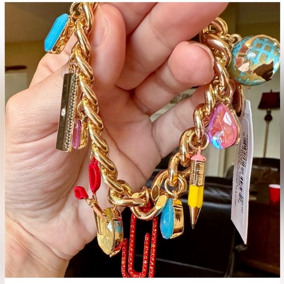 Betsey Johnson Charm School Charm Bracelet Crystal Accents - Picture 3 of 4